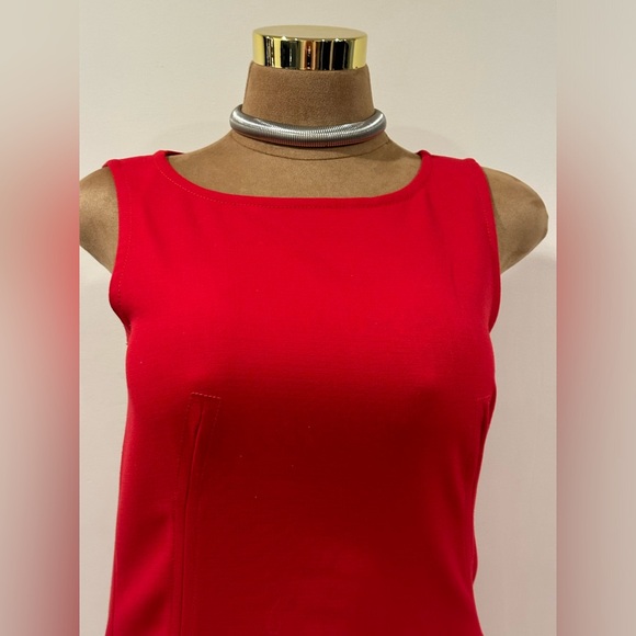 Loft Red Mod Midi Casual  Dress Thick Material Closure Zipper In Back. Sz 4. - Picture 2 of 11